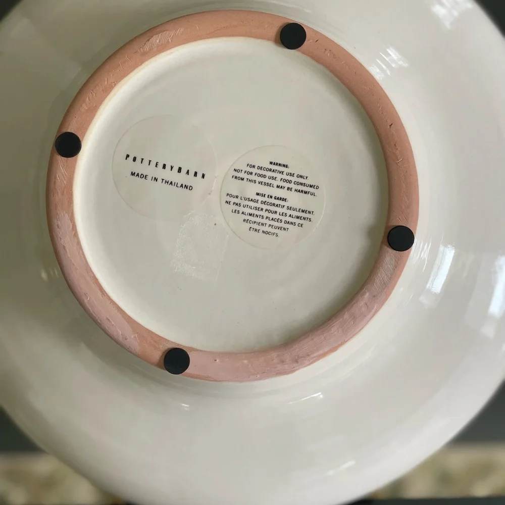 New Pottery Barn Large Round Decorative Bowl